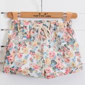 kostenLoser Versand Damen Mode Floral elastischen Bund Tunnelzug Baumwolle Hosen für die kurzen Hosen und Frau lässig