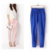 heißes Verkauf free Marke Locker Damen Hosen Einfarbig Tunnelzug elastischen Bund bequem in voller länge Chiffon