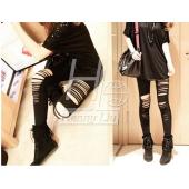 stretch Schwarze tanzen ein Riss Leggings elasticized Taille Damen sexy Leggings zerrissenen Hose Winter Leggings