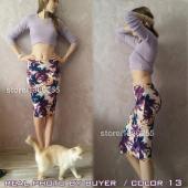 Frühjahr Sommer Vintage Mode gedruckten BleiStift Rock Midi Damen Knielangen elastischen hohe Taille Damen Röcke