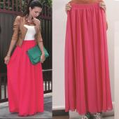 Grosshandel Damen Chiffon lange Röcke Süssigkeiten Farbe gefalteten Maxi Damen Röcke Frühjahr Sommer Röcke m l xl 17