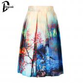 daylook charm Lady casual szene Print hohe Taille gefaltete Skater Rock hohe Taille gemälde Skater Rock frei