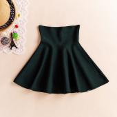 Frühjahr Sommer im sexy Damen MiniRock hohe tailliertes geweitete gefalteten Jersey schLicht Skater kurz aus elastisc