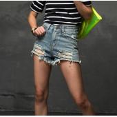 Mode Sommer Damen neue hohe Taille kurze Jeans ausgefranstes loch weiblicher super cool Shorts Versandkosten xs