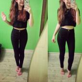 Damen hohe Taille Dünnen slim Jeans Hosen lange Stift ein dehnbarer