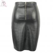 im Frühjahr ein neuer pu Leder mit hoher Taille wieder reißverschluss Faux Fest Stift lässig der Rock in Schwarz