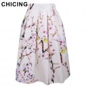 chicing Sommer Vintage pfirsichblüte Blumenmustern BallKleid gefalteten Midi Skater Damen saias a148012 Knielange