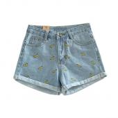 Koreanische Version des Sommer und Bananen Blume Baumwolle Curling plus Size casual weibliche Taille Denim short