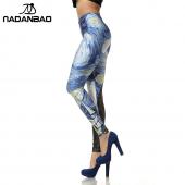 Schwarze Milch der Damen leggins Digitalen 3d Van Gogh Sternennacht Galaxie Print Leggings für Damen neue