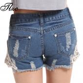 tlzc Spitzen Floral friesen Damen waschen ihre Jeans kurze Jeans Grössen s xl Sommer neue Mode Lady kurze Hosen