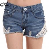 tlzc Spitzen Floral friesen Damen waschen ihre Jeans kurze Jeans Grössen s xl Sommer neue Mode Lady kurze Hosen