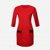 Damen Bogen Mini Kleider neuzugang Herbst im Frühjahr gerade Kleidung casual drei viertel Ärmel solide Kleid lj1214l