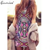 gamiss Summer Style Damen neue Mode Vintage Geometrischen Aufdruck Mini boho sexy Kleid lässig Party Beach Kleider