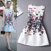 15 Farben casual Print Kleid neue Mode Ärmellose Weste Kleid Vestidos Vintage Frau Tutu kurze Kleider lw071