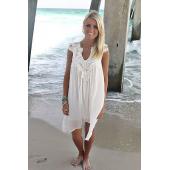 sexy Damen Sommer Spitzen Strand boho Ärmellose Partei Mini Kleid