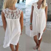 sexy Damen Sommer Spitzen Strand boho Ärmellose Partei Mini Kleid