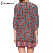 gamiss Frühjahr Sommer Damen Vintage Ethnischen Kleid Marke baRock Blumenmustern ausgefranste Kleid boho Vestido