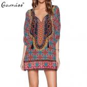 gamiss Frühjahr Sommer Damen Vintage Ethnischen Kleid Marke baRock Blumenmustern ausgefranste Kleid boho Vestido