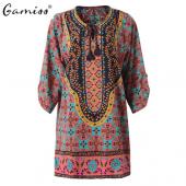 gamiss Frühjahr Sommer Damen Vintage Ethnischen Kleid Marke baRock Blumenmustern ausgefranste Kleid boho Vestido