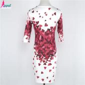 gagaopt Sommerkleider Damen sexy Party Club Bodycon Scheide lässig Eleganten Kleid Vintage Print Rotes Herz Kleid