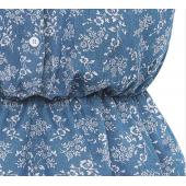 Denim Kleid Blau Florals Fingerabdrücke Kleider schön billig casual Kleider Vestido Jeans billige Kleidung China Gewand