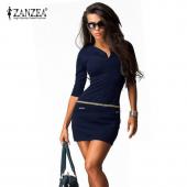 sexy Damen Frühjahr Kleid Mode neue Hälfte Ärmel Hals lässig Bodycon Paket Mini Party Kleider Vestidos