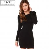 ost Stricken e52 sexy Club Verband Kleid Mode lange Ärmel Schwarzen slim Bodycon Kleidern Damen Abends Party