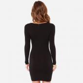 ost Stricken e52 sexy Club Verband Kleid Mode lange Ärmel Schwarzen slim Bodycon Kleidern Damen Abends Party