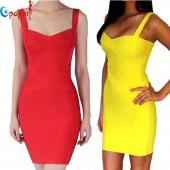 Damen Farbe Spaghetti Verband Kleid Bodycon Mini sexy Club Kleid Partykleider Landungsschiff hl867