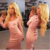 neue Herbst Winter Damen Kleider lange Ärmel aus Spitze an Bodycon hinten BleiStift Kleid 6 Farben