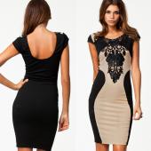 neue Mode Damen flickenteppich in Europa Spitze Stickereien Bodycon Verband Partei Mini Kleidung casual