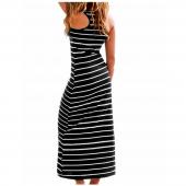 Sommer Stil Damen Ärmellose Weste gestreift boho lange Maxi Strand sexy Kleid Damen Kleidung casual Vestidos