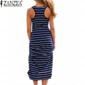 Sommer Stil Damen Ärmellose Weste gestreift boho lange Maxi Strand sexy Kleid Damen Kleidung casual Vestidos