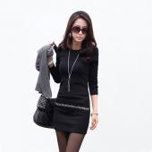 neue Mode Damen warm Stricken Kleid der Stil Strass slim Vestidos o Hals lange Ärmel Strecken knited Mini Pullover
