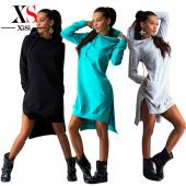 neue Mode Kleidung Damen Kleid Baumwoll Herbst Winter Kleid Damen lange Ärmel Kleid o Hals Mädchen in Schwarzen