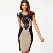 Kleid 2 Farben neuen Schwarzen Stickereien Bodycon der Eleganten BleiStift Kleid Damen tragen lässig Sommerkleid m l xl