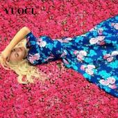 yuocl heißes Verkauf ropa neue Mode Damen Sommerkleid Print lange Maxi Kleider Strand Dress lange Ärmel boheme Kleid