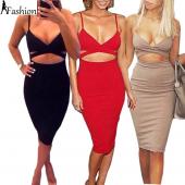 s xl plus Size neue Damen Damen Ärmellose sexy falsche 2 Stück Setzt Verband Bodycon Kleid Damen Weisse Club Sommer