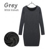 heißes Verkauf neue Mode Winter Kleid reine Farbe weich Machen Damen Kleidung casual lange Ärmel Herbst lässige sexy