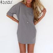 Summer Style Mode Damen lässig Locker ein sexy Kleid Damen kurze Ärmel Einfarbig Mini Kleider Vestidos