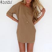 Summer Style Mode Damen lässig Locker ein sexy Kleid Damen kurze Ärmel Einfarbig Mini Kleider Vestidos