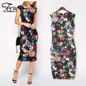 neue Frühjahr Sommer Damen Kleider elegant schlanken Kleid Paket hüfte BleiStift Vestidos Floral bedruckt sexy Kleid