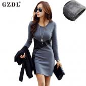 plus Size Damen Herbst Winter Kleid mit langen Ärmel pu Leder Bodycon Stift lässig Partei Cocktail Mini Kleid