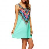 Sommer in indien Ethnischen Damen Kleider Locker zwei nationalen Stil Blumen bedruckt Beachw Hippie boho Vintage