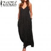 neue Mode Sommer Damen auch Polka Dot lässig Locker lange Maxi Kleid mit sexy Beachwear Vestidos Baumwolle