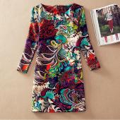 new Vintage Kleider Mode Damen Kleidung Winter Print Vestidos Femininos Herbst Kleidung casual 4xl plus Size Kleid