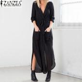 plus Size Summer Style Damen sexy Damen Chiffon Kleid lässig Locker lange Strand Maxi split Hals zieht sich Vest