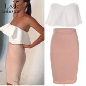 Damen Sommerkleid Mode Lady sexy Schulterfrei rückenfrei Verstimmen Schulter ab Bodycon Ärmellosen Kleid