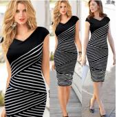 4xl Damen Sommerkleid sexy Hip Streifen Bleistift Kleid plus Size lässige Kleid Partei Maxi Kleid Vestido