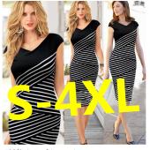 4xl Damen Sommerkleid sexy Hip Streifen Bleistift Kleid plus Size lässige Kleid Partei Maxi Kleid Vestido